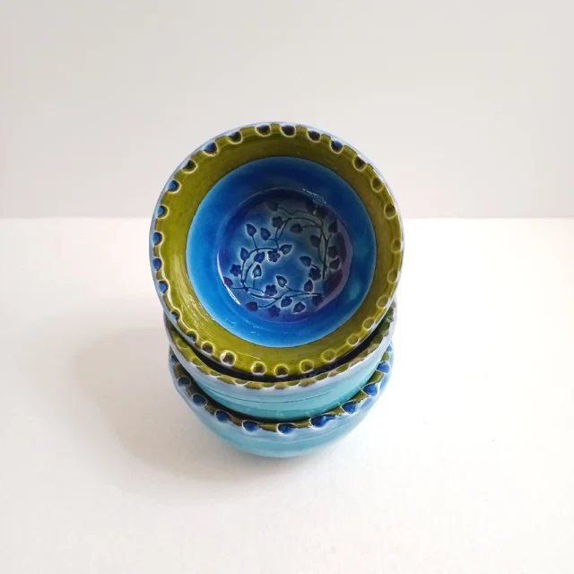 Taça Ø11cm de cor Azul Cobalto e Verde